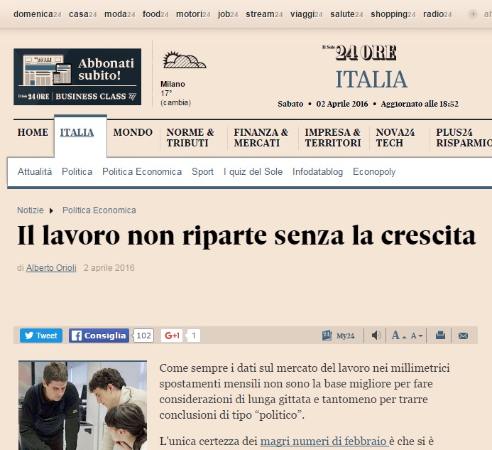 Sole24ore crescita