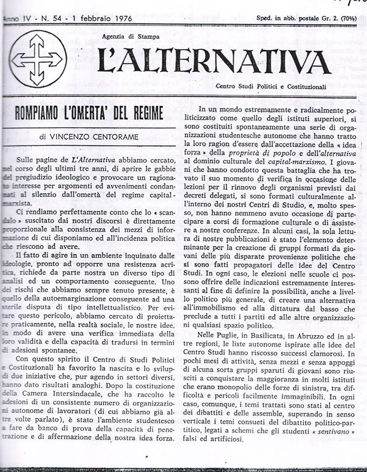 1976 anno IV nr 54 rompiamo l'omertà