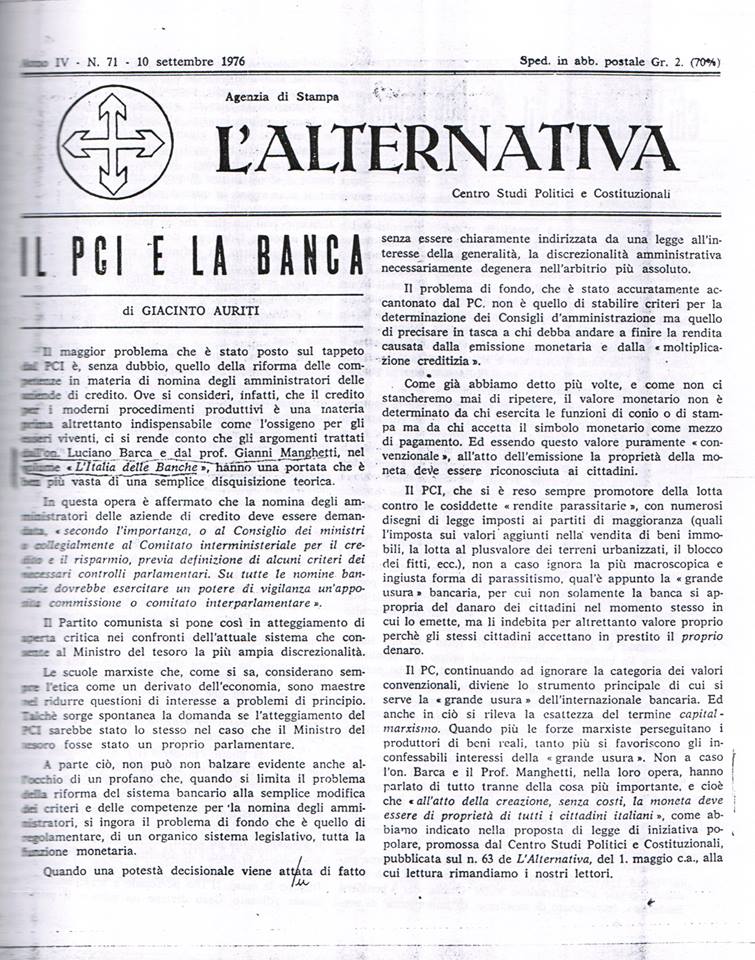 1976 anno IV nr 71 il pci e la banca